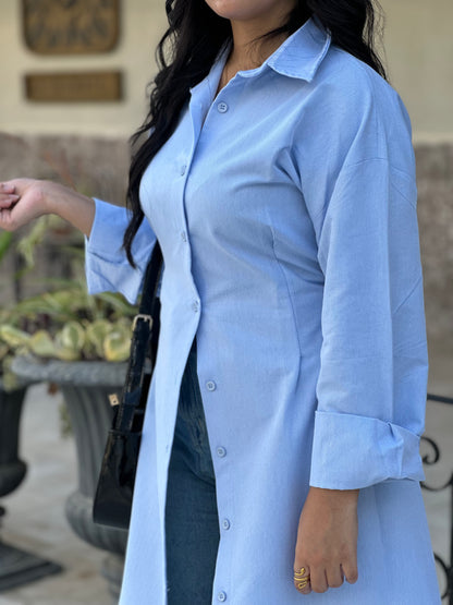 قميص تالا طويل باللون الأزرق الفاتح